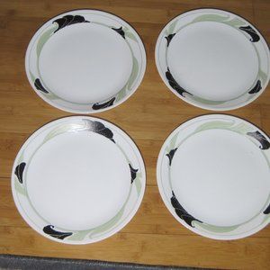 Set of 4 BLACK ORCHID Corelle Dinner Plates 10 1/4" Corning Ware.